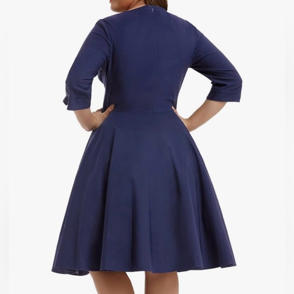 Women's Vintage 1950s Style Sleeved Swing Dress, Hanna Nikole, Plus Size 18 - Picture 4 of 4